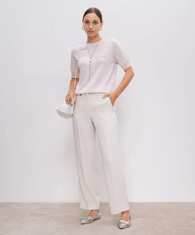 Peserico Beige pants with a brand patch