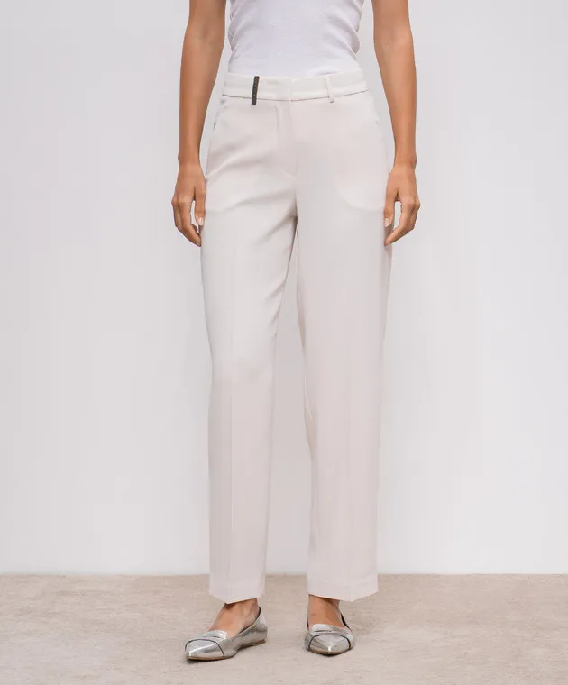 Peserico Beige pants with a brand patch