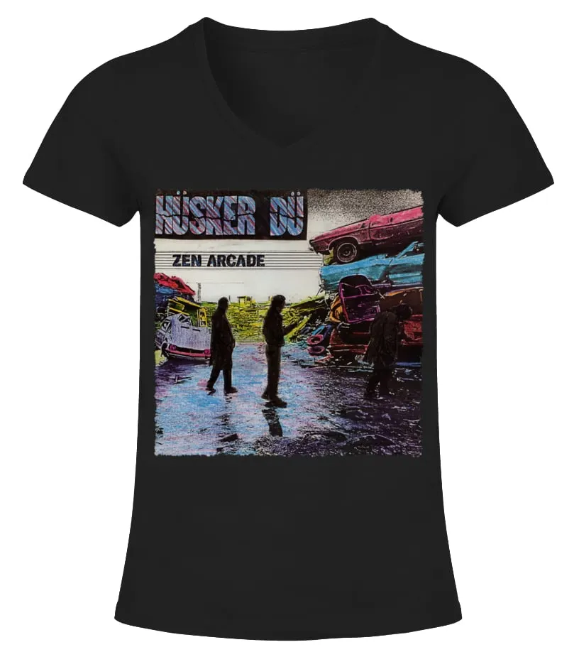 PNK002BK. HUSKER DU, ZEN ARCADE (1984) CAMISETA CUELLO PICO MUJER