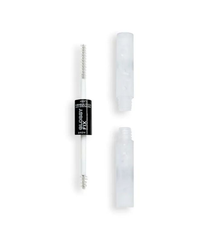 REVOLUTION RELOVE  GEL PARA CEJAS Y MáSCARA DE PESTAAS GLOSSY FIX  TRANSPARENTE