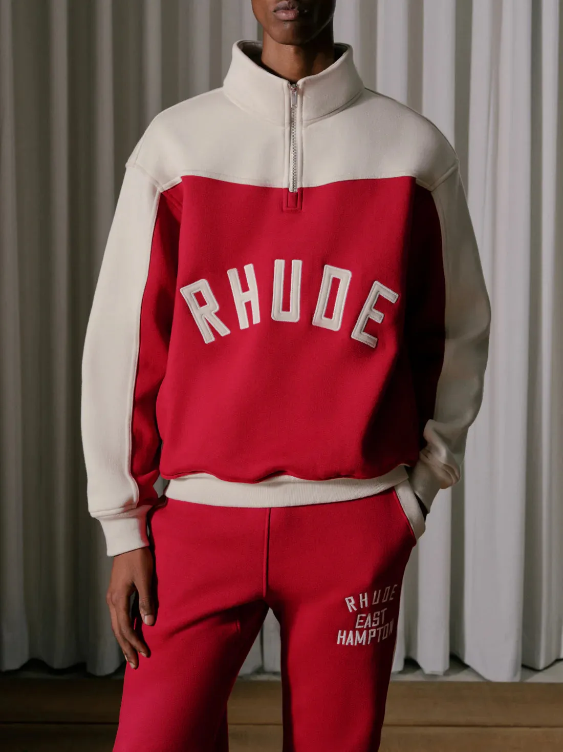 RHUDE CONTRAST QUARTERZIP VARSITY