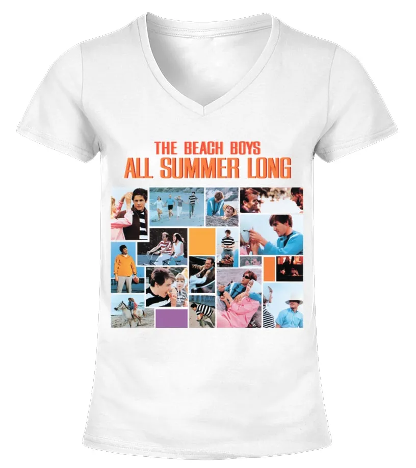 RK60S290WT. THE BEACH BOYS  ALL SUMMER LONG CAMISETA CUELLO PICO MUJER