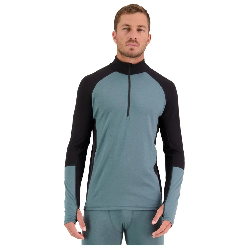 Ropa interior técnica Mons Royale Europe M's Olympus Half Zip Burnt Sage Black