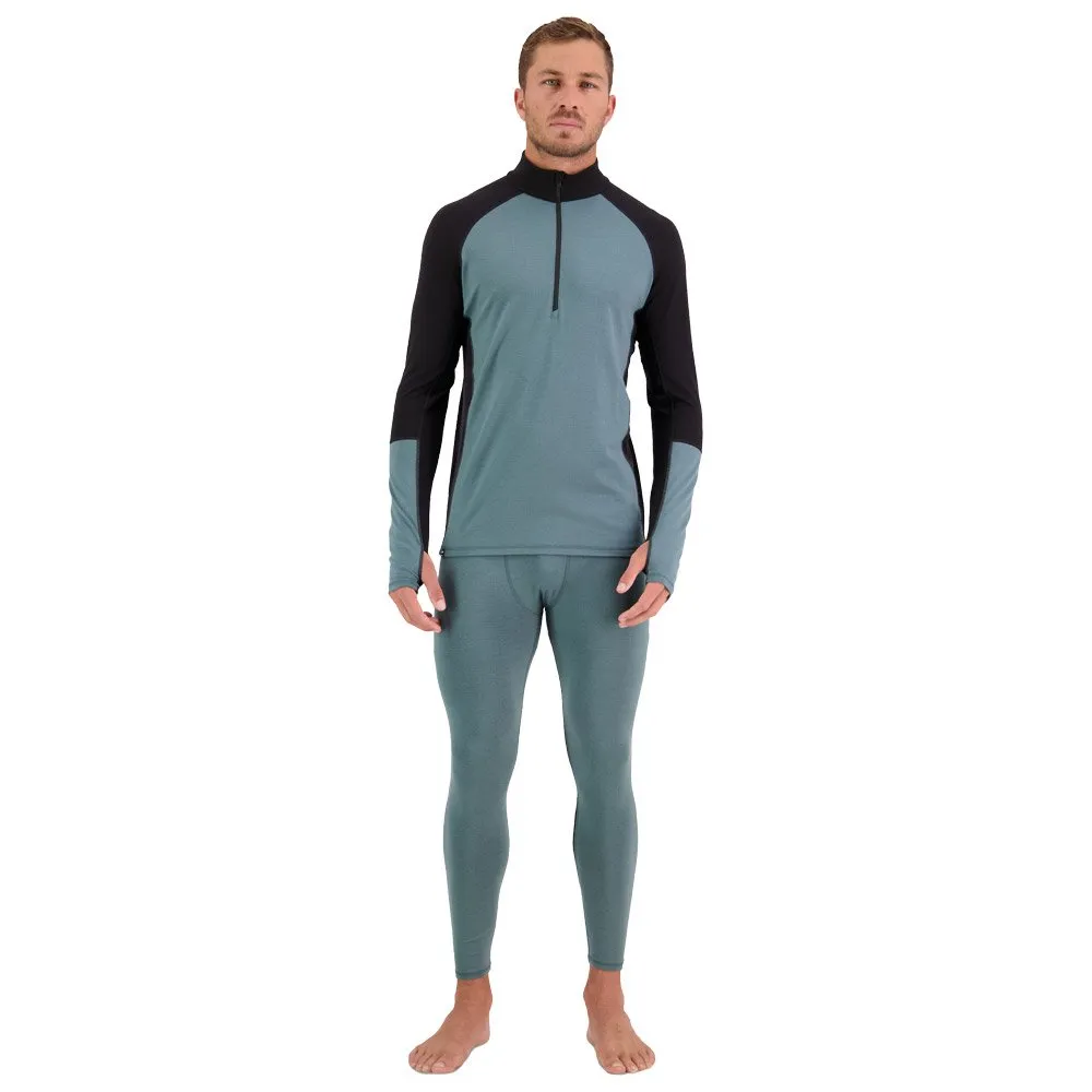 Ropa interior técnica Mons Royale Europe M's Olympus Half Zip Burnt Sage Black