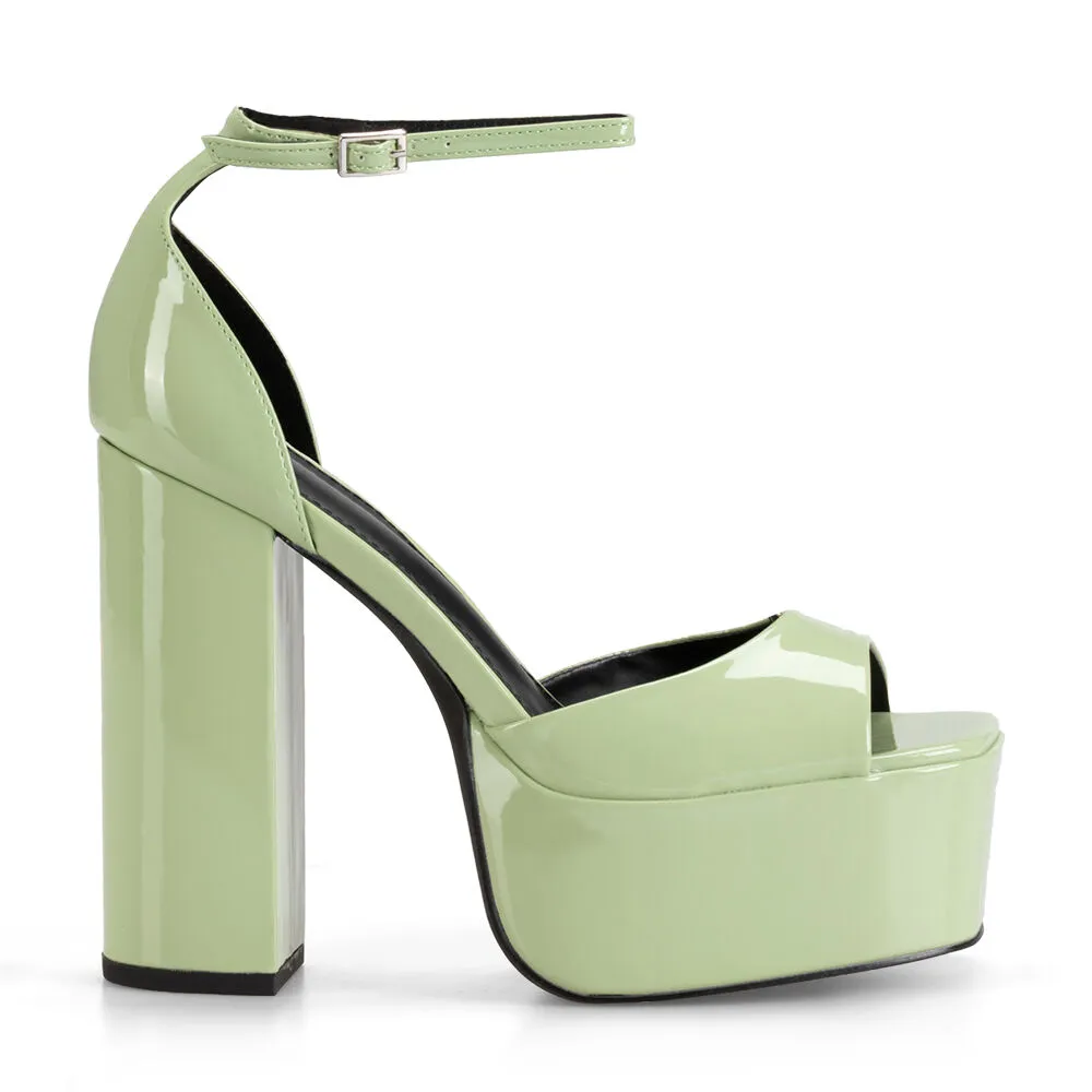 Sandalia Plataforma Verde Casual Ghe18 Weide