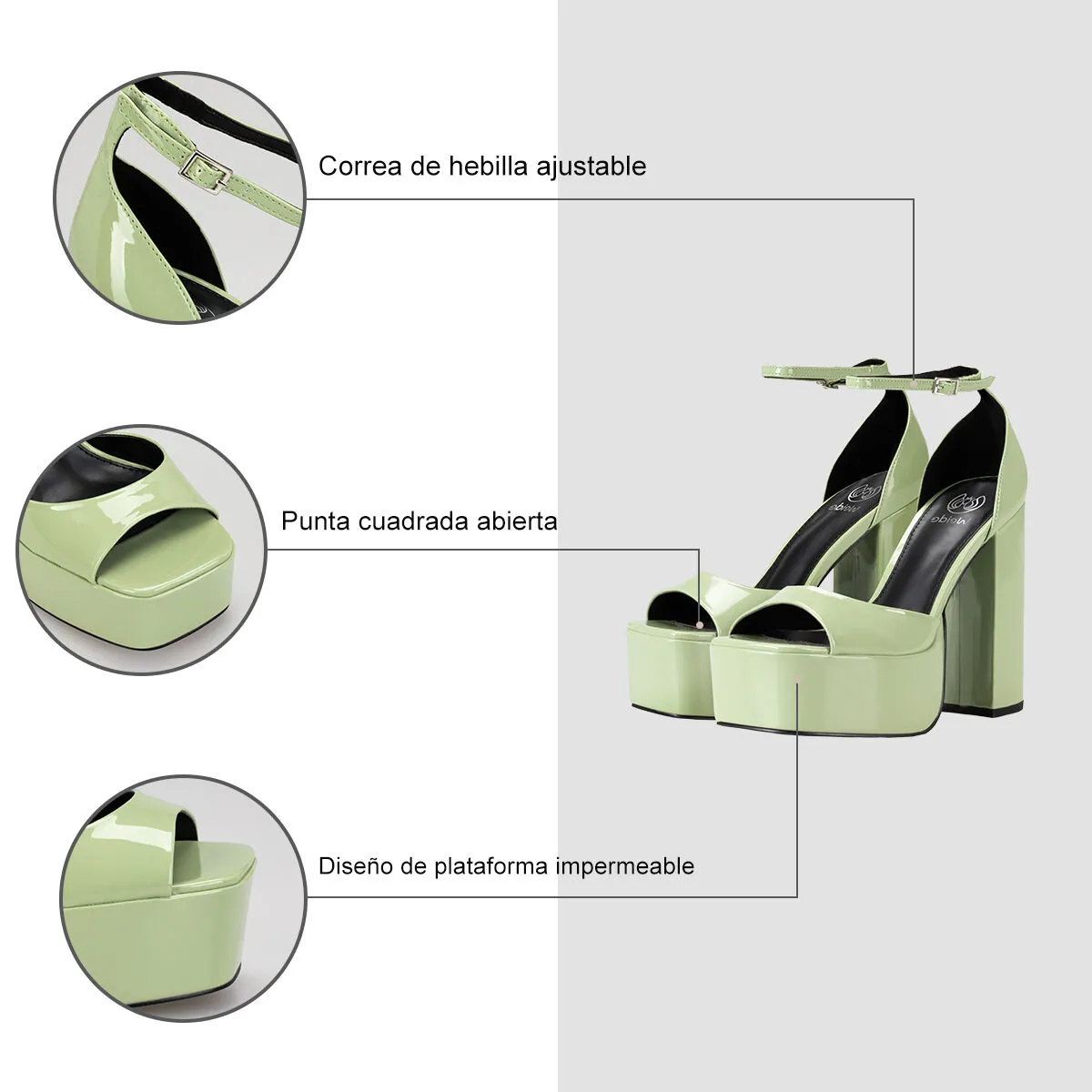 Sandalia Plataforma Verde Casual Ghe18 Weide