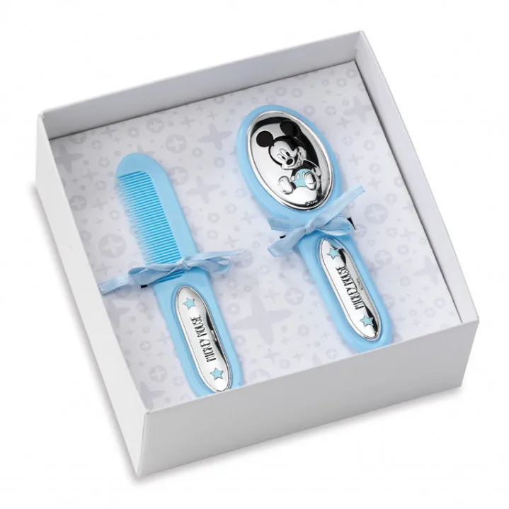 SET PEINE Y CEPILLOS MICKEY MOUSE CELESTE D136C