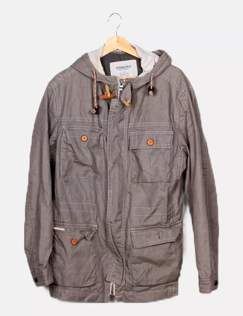 Springfield Abrigo gris con capucha