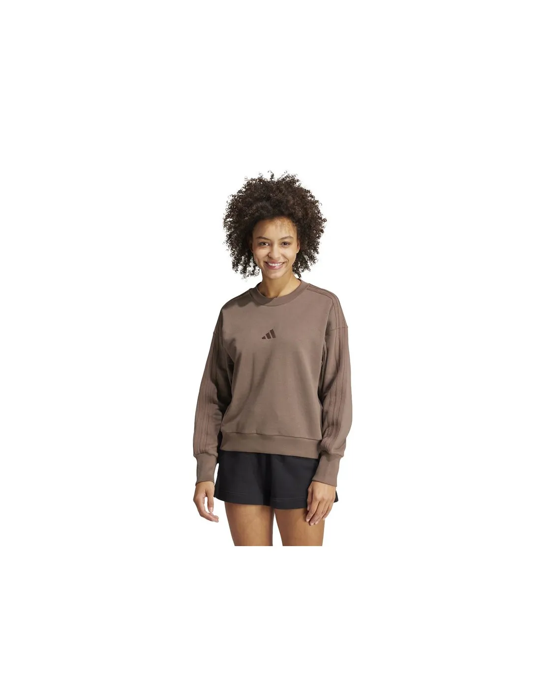 SUDADERA ADIDAS ALL SZN FRENCH TERRY 3STRIPES LOOSE MUJER MARRóN