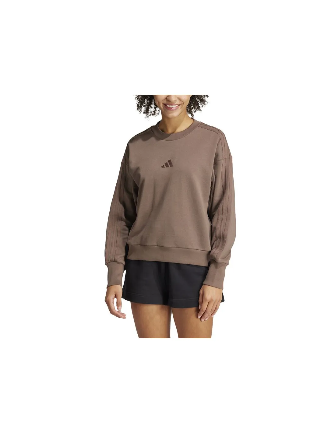 SUDADERA ADIDAS ALL SZN FRENCH TERRY 3STRIPES LOOSE MUJER MARRóN