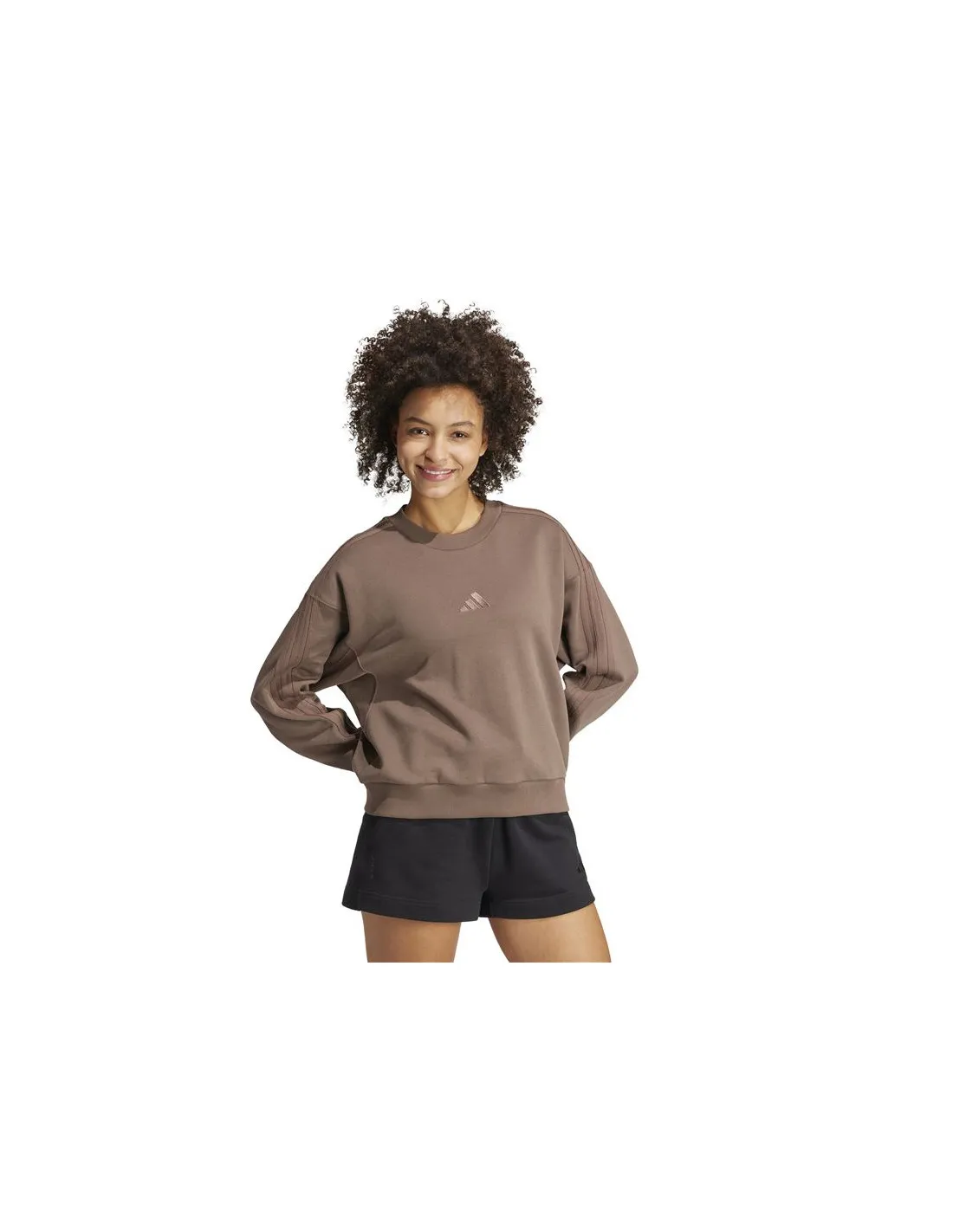 SUDADERA ADIDAS ALL SZN FRENCH TERRY 3STRIPES LOOSE MUJER MARRóN