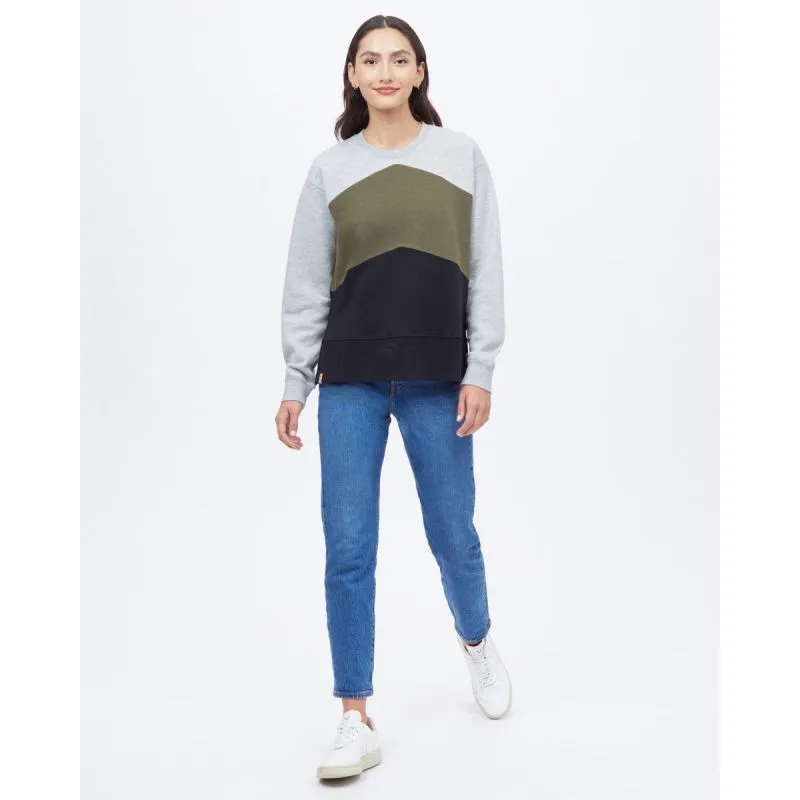 Sudadera de mujer Tentree Treefleece Chevron Crew (Hi Rise Grey Heather/Olive Night Green/Meteorite Black)