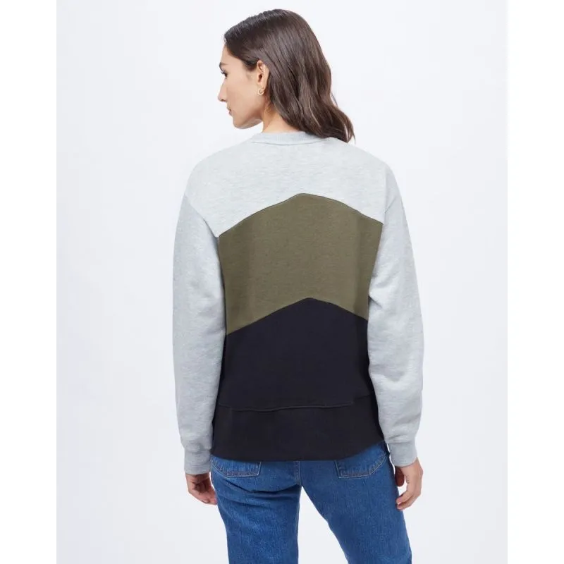 Sudadera de mujer Tentree Treefleece Chevron Crew (Hi Rise Grey Heather/Olive Night Green/Meteorite Black)