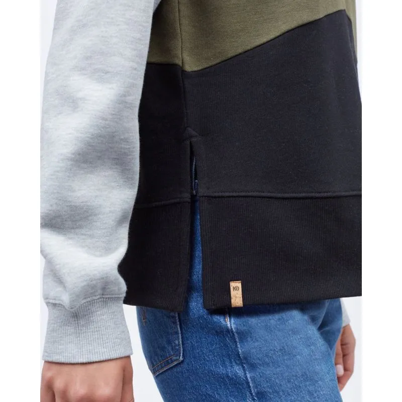 Sudadera de mujer Tentree Treefleece Chevron Crew (Hi Rise Grey Heather/Olive Night Green/Meteorite Black)