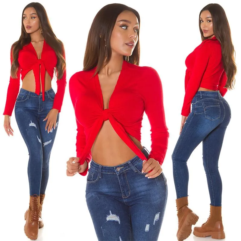 Suéter corto para atar Rojo