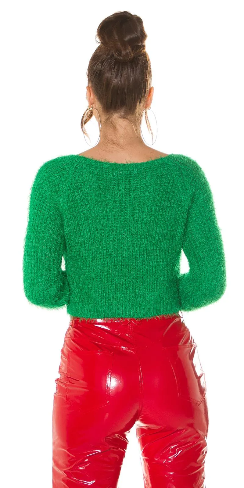 Suéter cropped suave verde