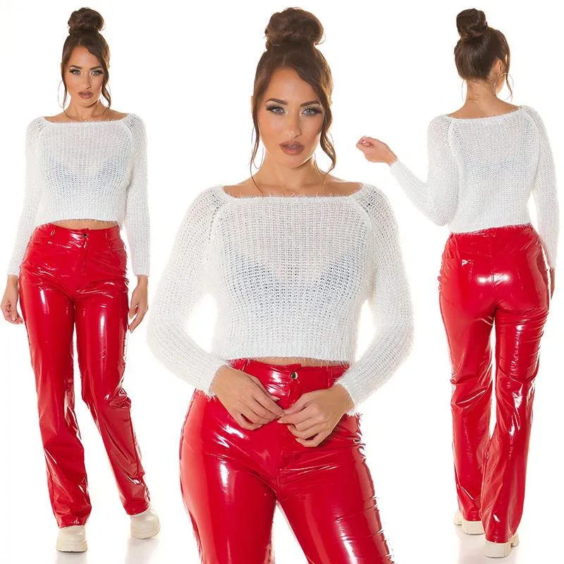 Suéter estilo cropped acogedor blanco