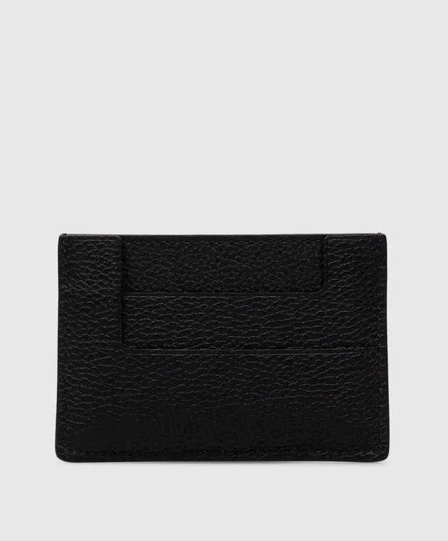 Tom Ford Black leather cardholder with metal logo