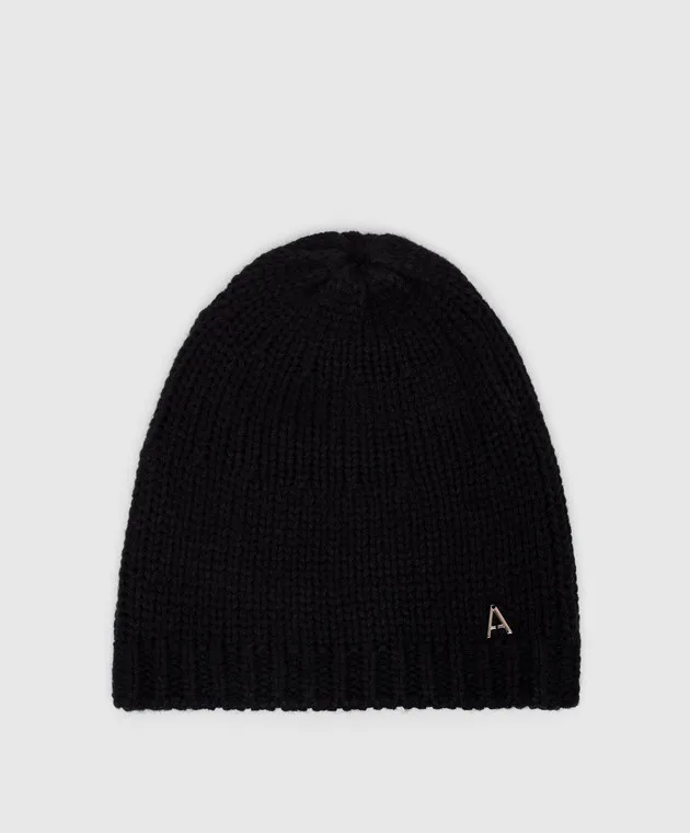 Twinset Actitude Black wool cap with logo