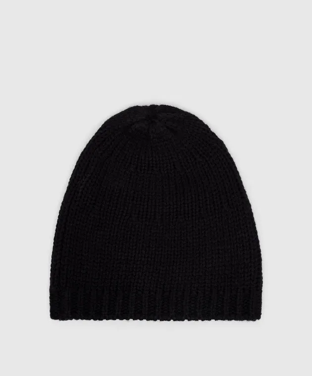 Twinset Actitude Black wool cap with logo