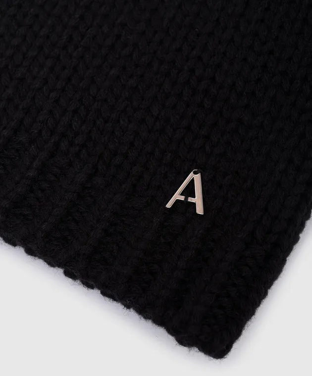 Twinset Actitude Black wool cap with logo