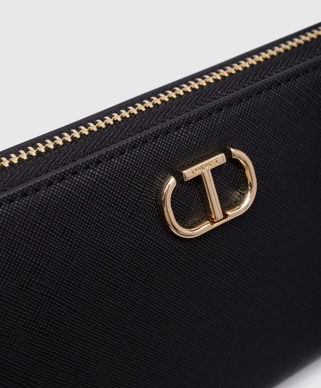 Twinset Black wallet with Oval T logo