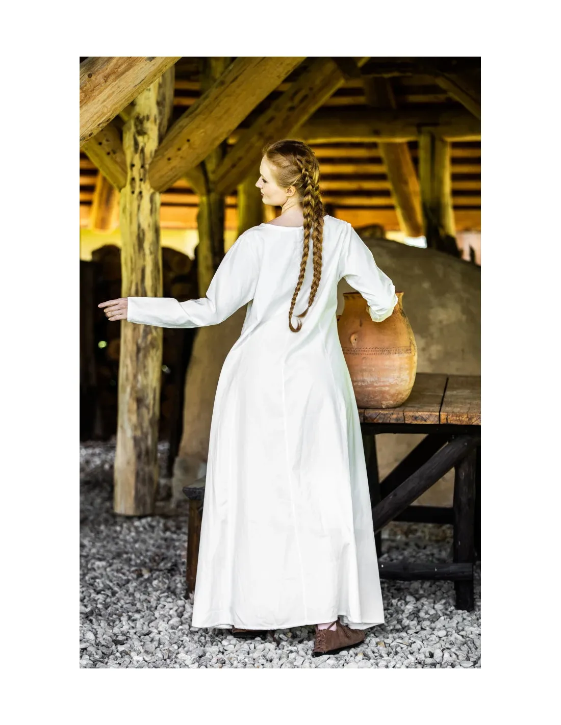Túnica blanca natural larga señora Medieval modelo Scarlet