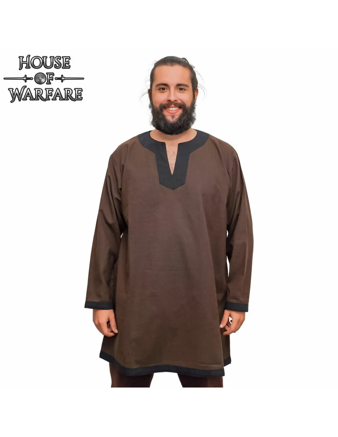 Túnica clásica nórdica y medieval en algodón marrón