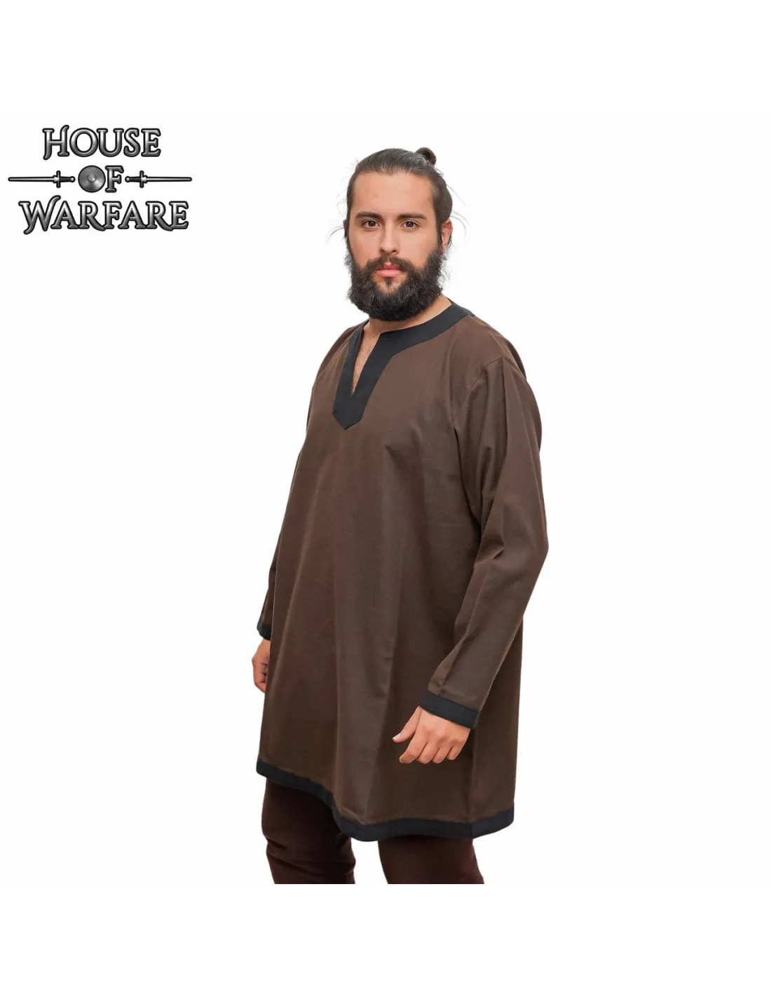 Túnica clásica nórdica y medieval en algodón marrón
