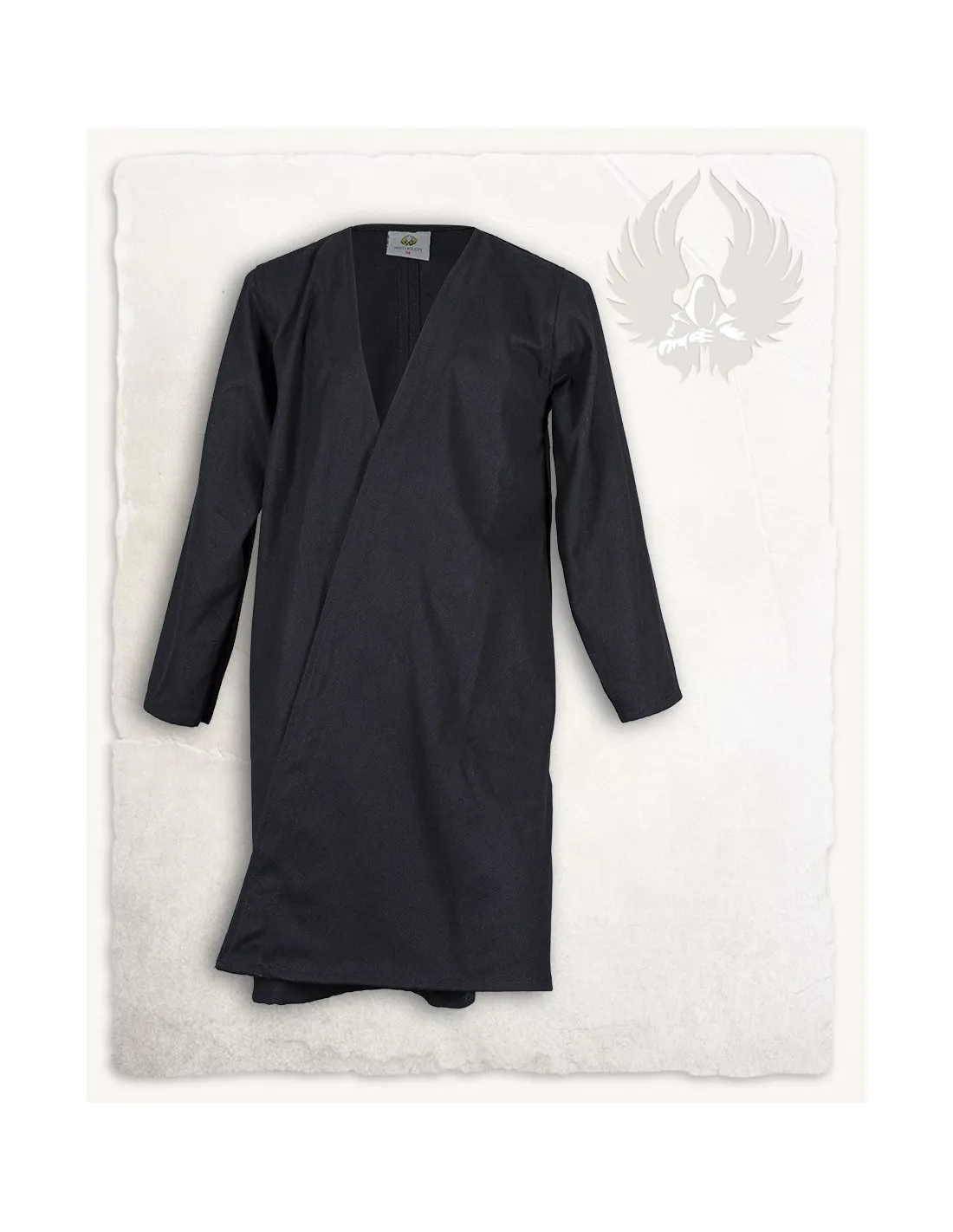 Túnica medieval cruzada de algodón negro, modelo Shapur