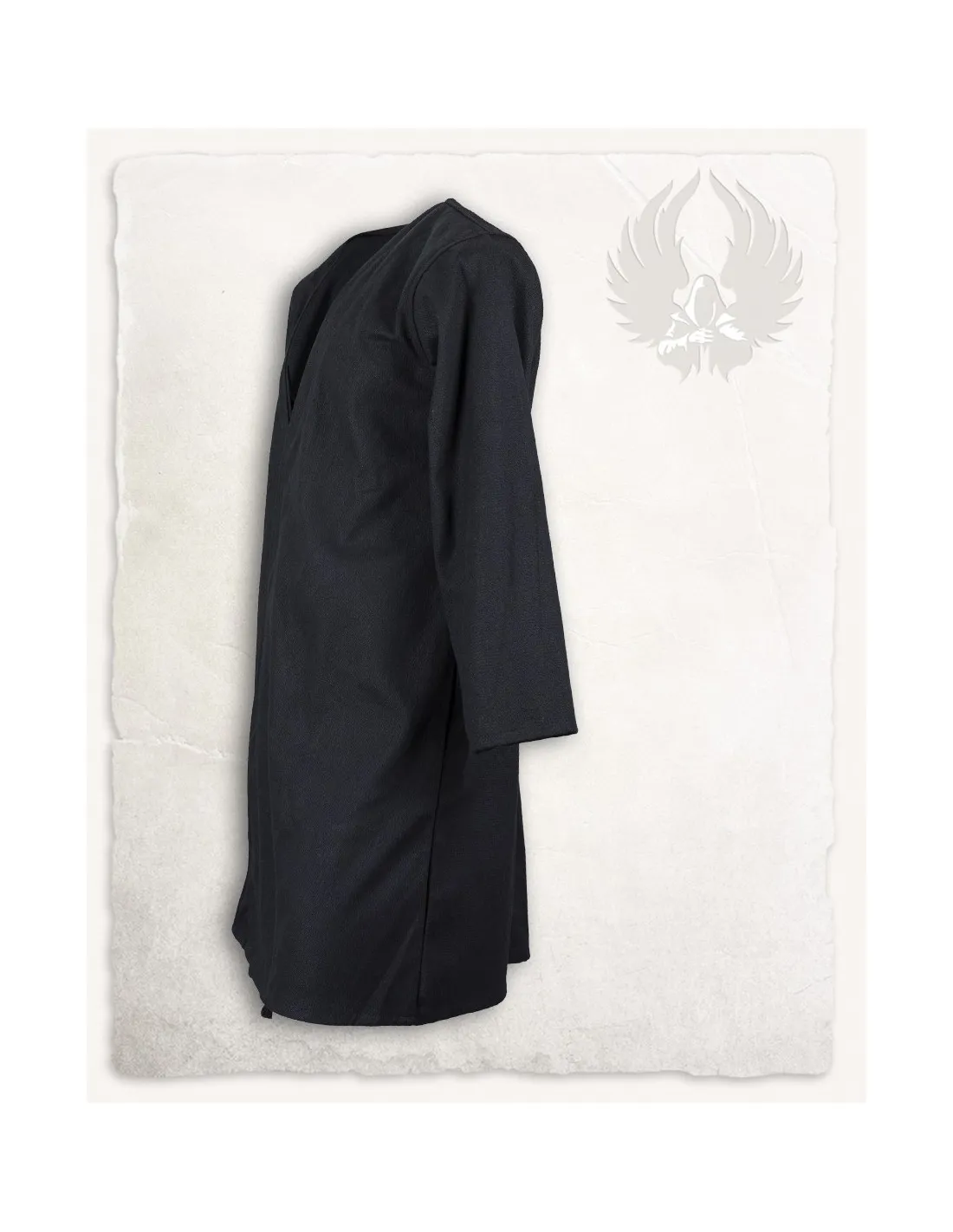 Túnica medieval cruzada de algodón negro, modelo Shapur