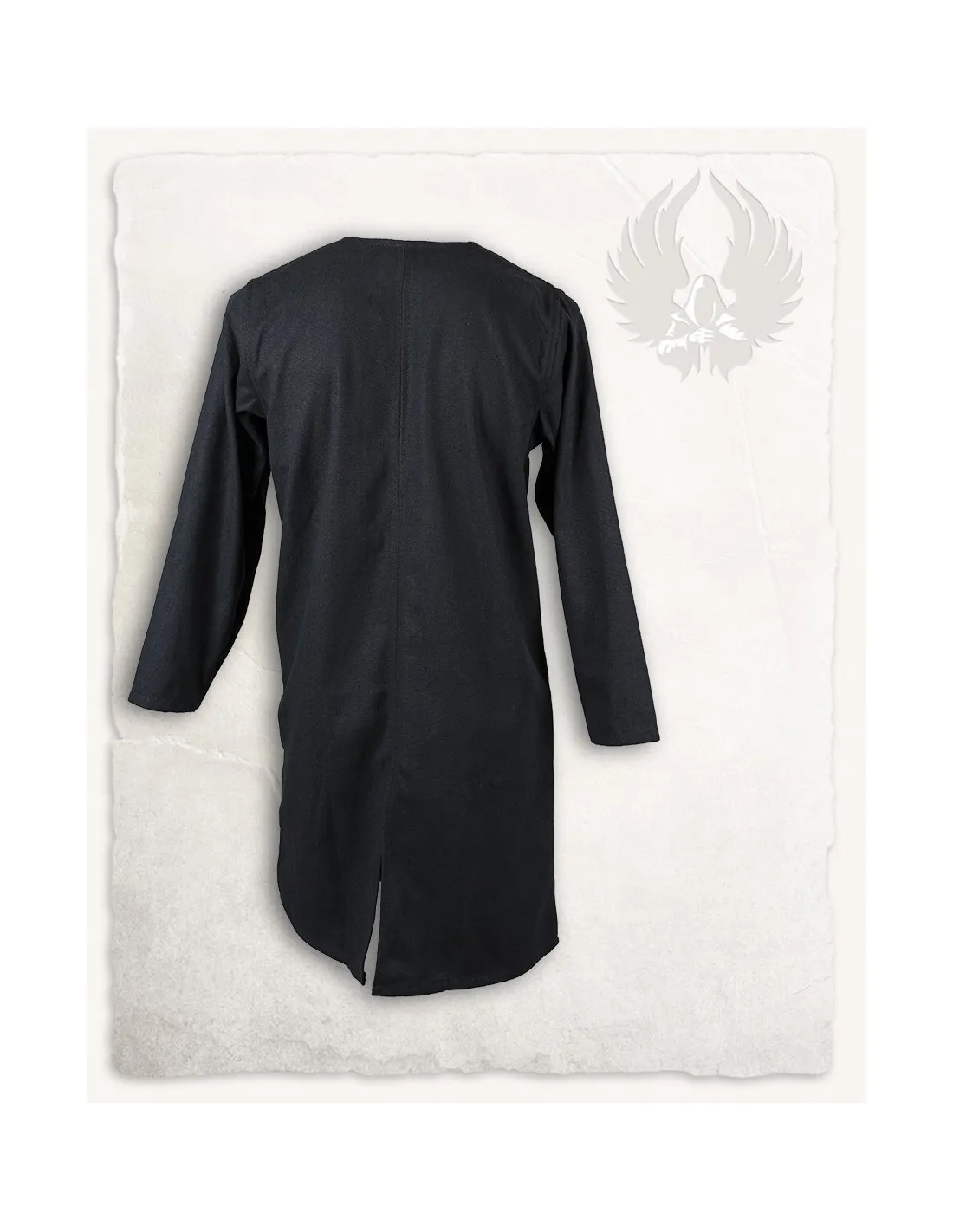 Túnica medieval cruzada de algodón negro, modelo Shapur