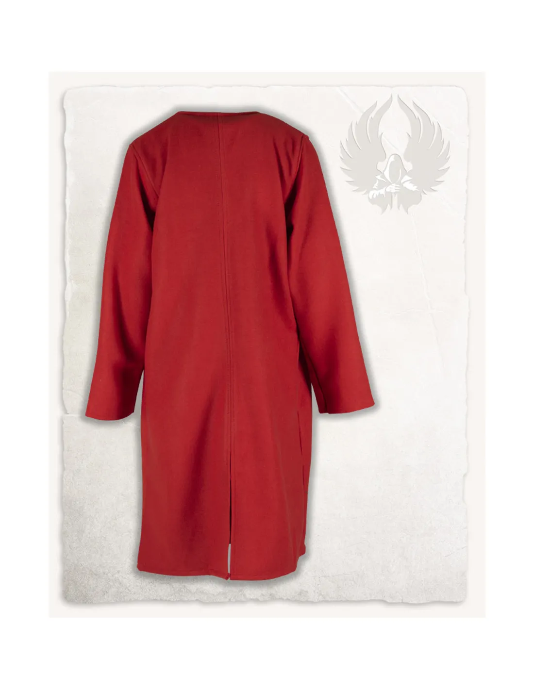 Túnica medieval cruzada de lana roja, modelo Shapur