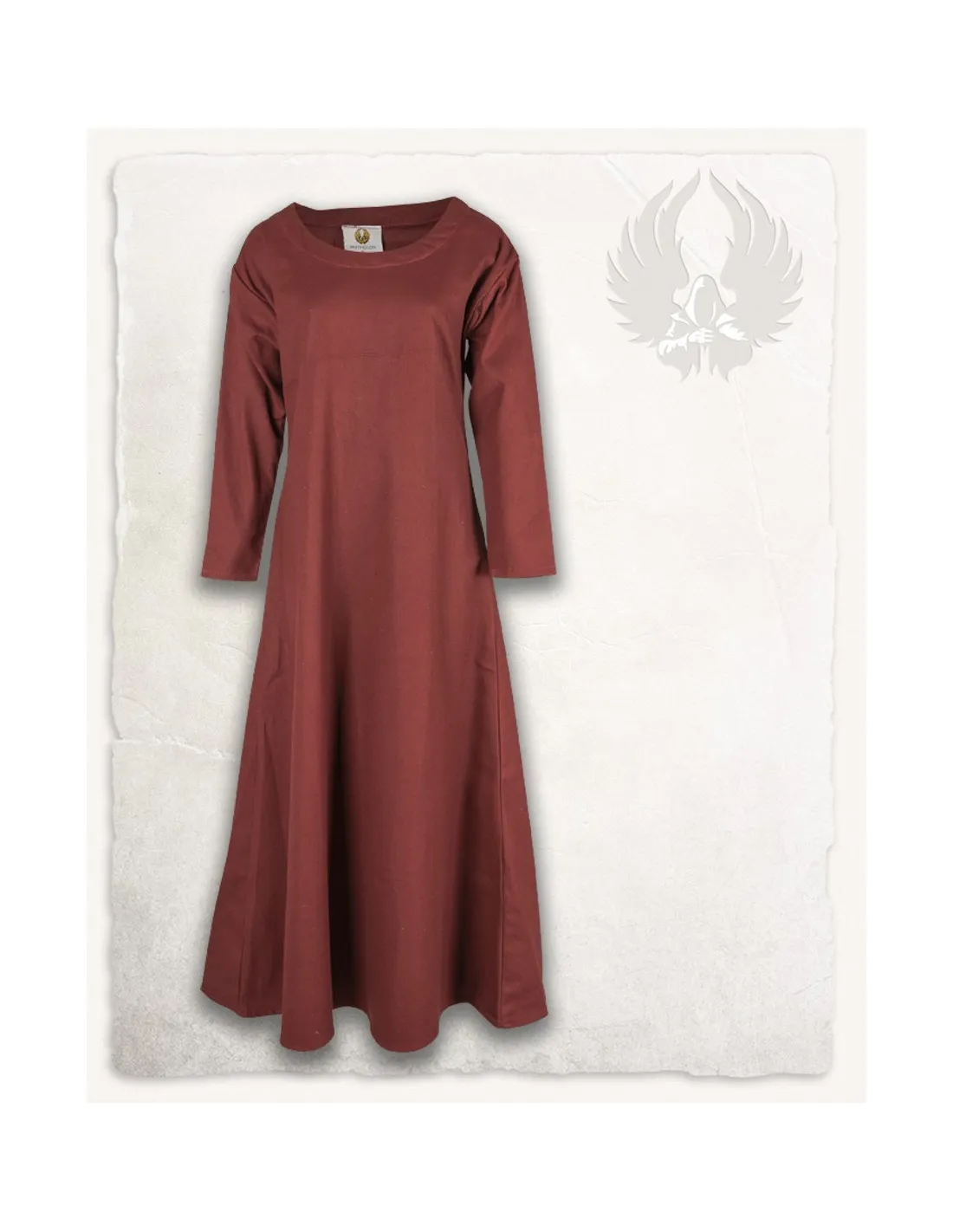 Túnica medieval de mujer en algodón burdeos modelo Lenora