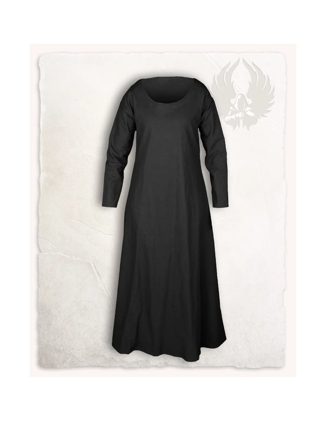 Túnica medieval de mujer en algodón negro modelo Lenora