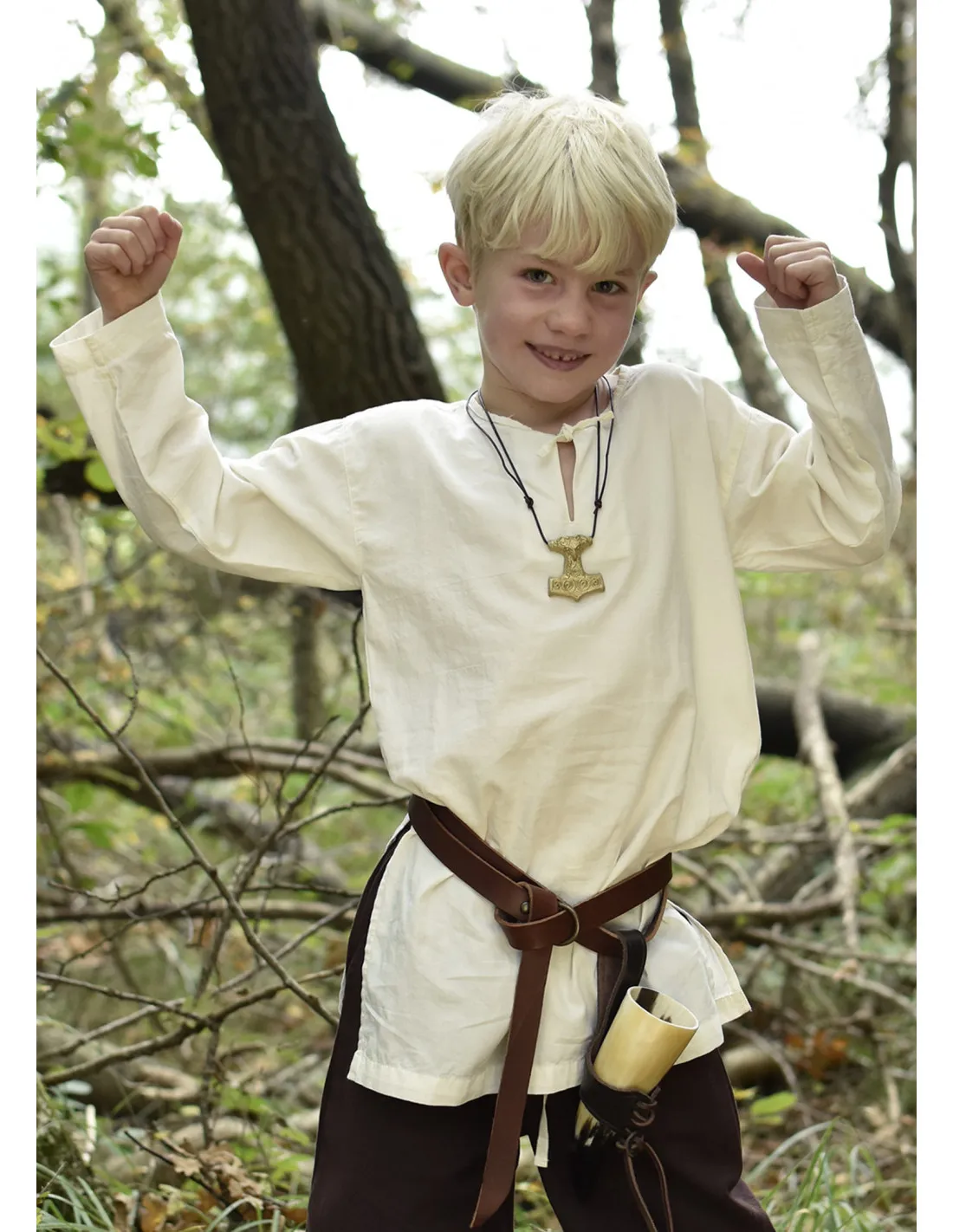 Túnica medieval de niño modelo Arn, blanco natural