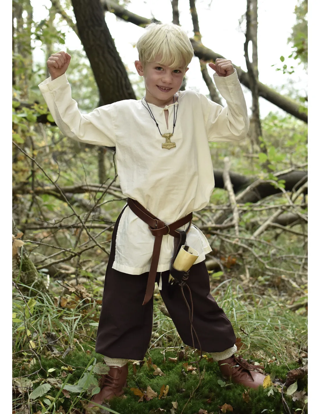 Túnica medieval de niño modelo Arn, blanco natural