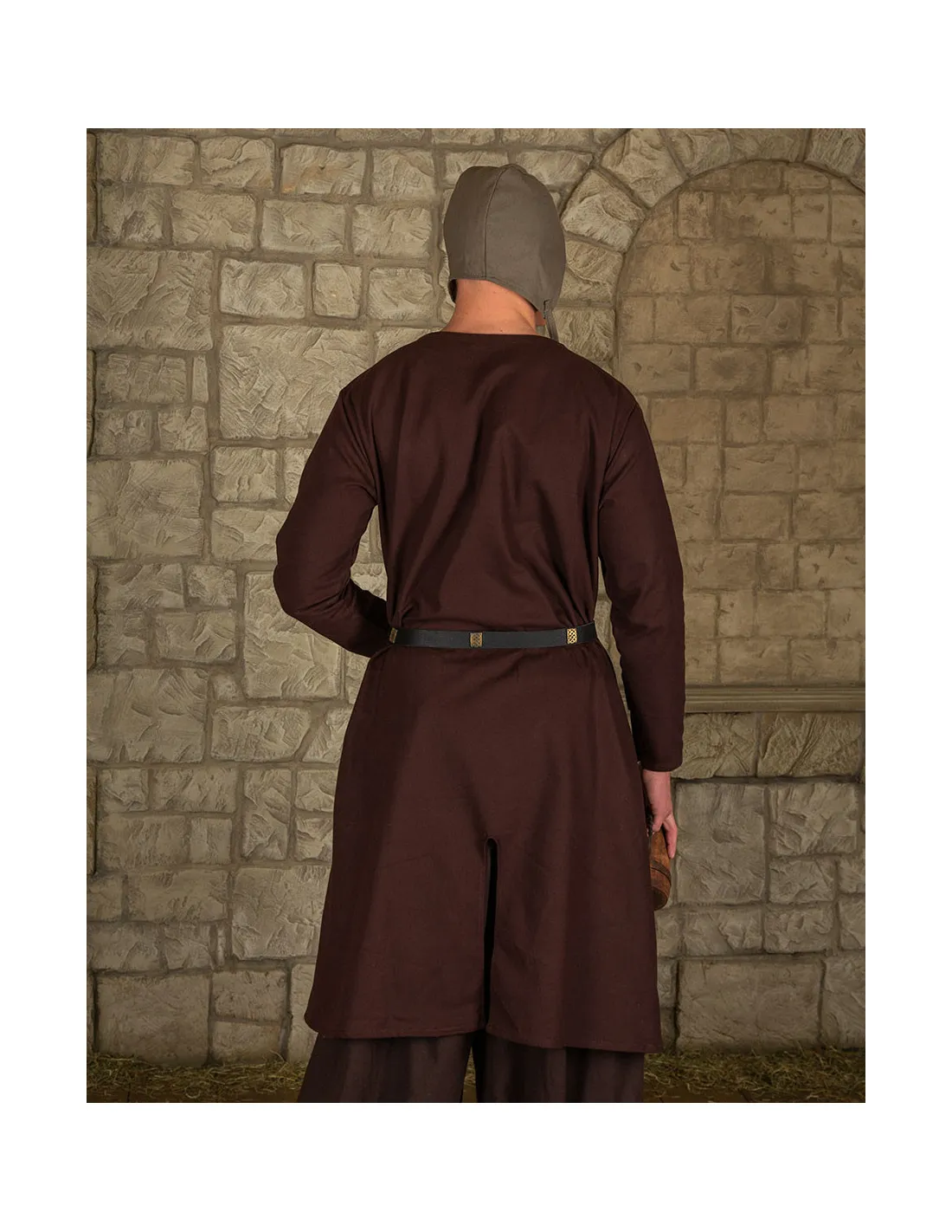 Túnica medieval larga en algodón marrón modelo Wolfram