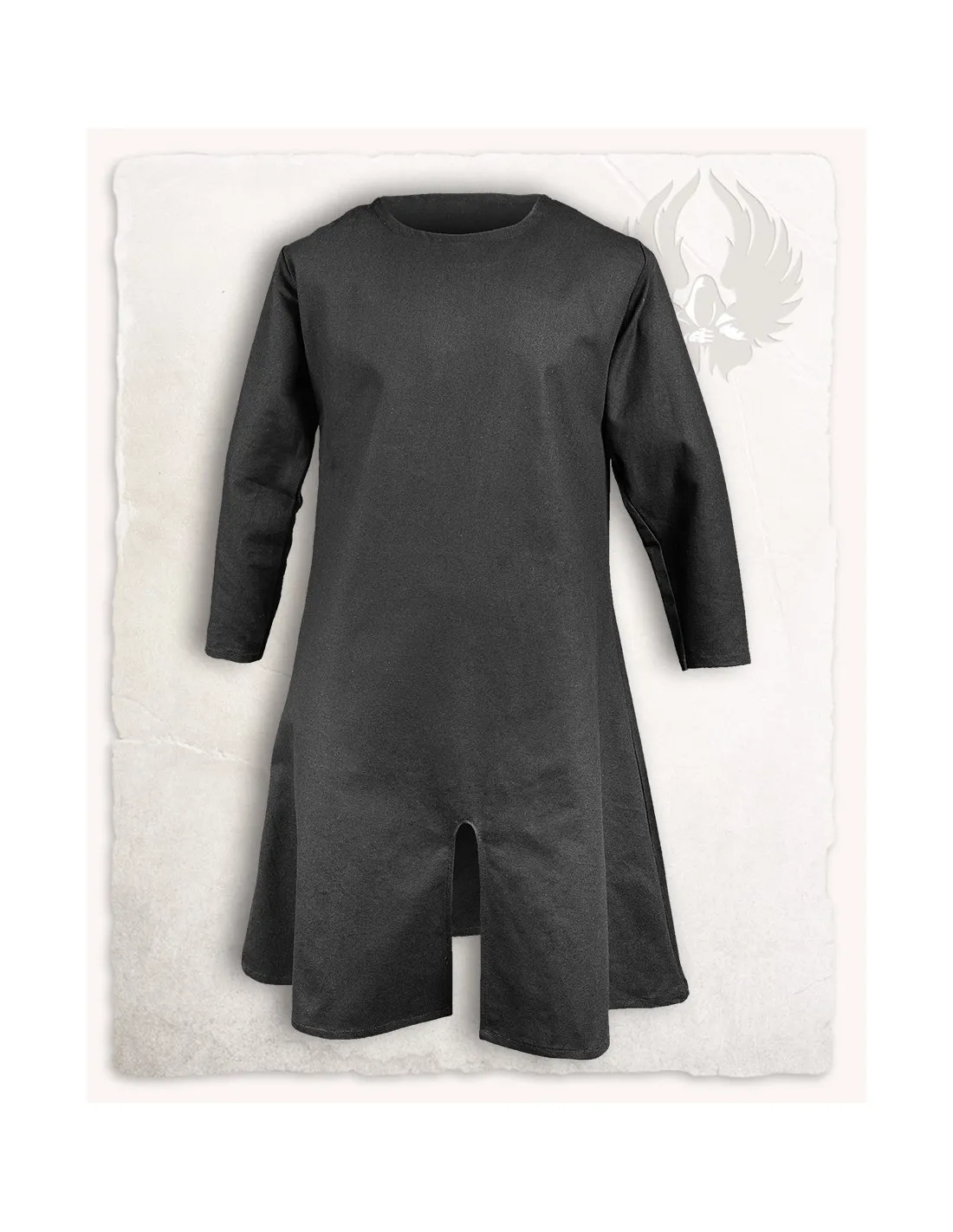 Túnica medieval larga en algodón negro modelo Wolfram