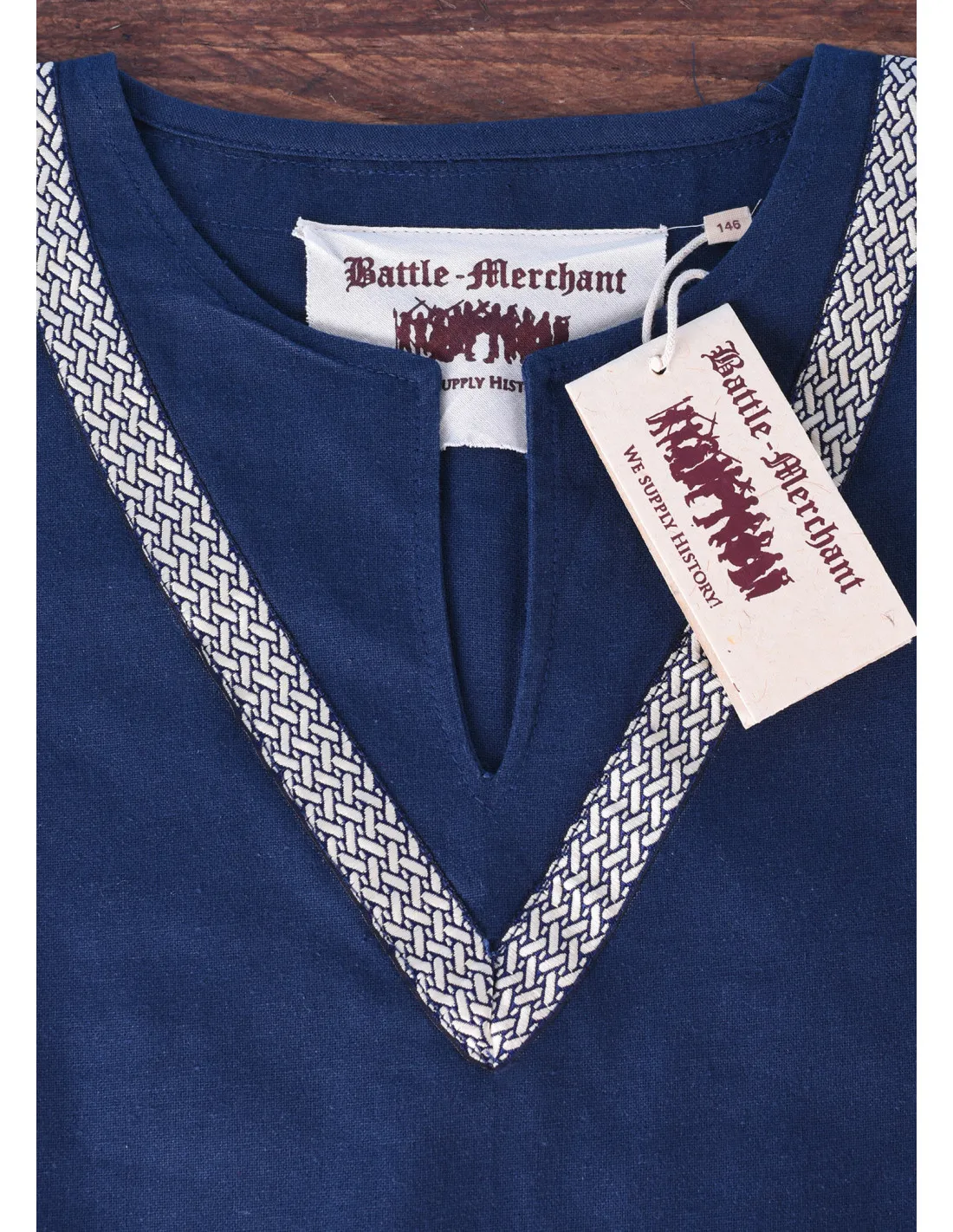 Túnica Medieval Trenzada Ailrik para Niños, manga corta, azul
