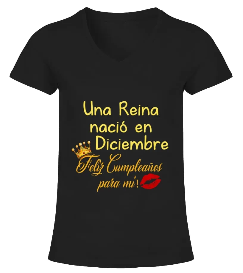 Una reina nacio en enero feliz cumpleaños para mi Camiseta cuello pico Mujer