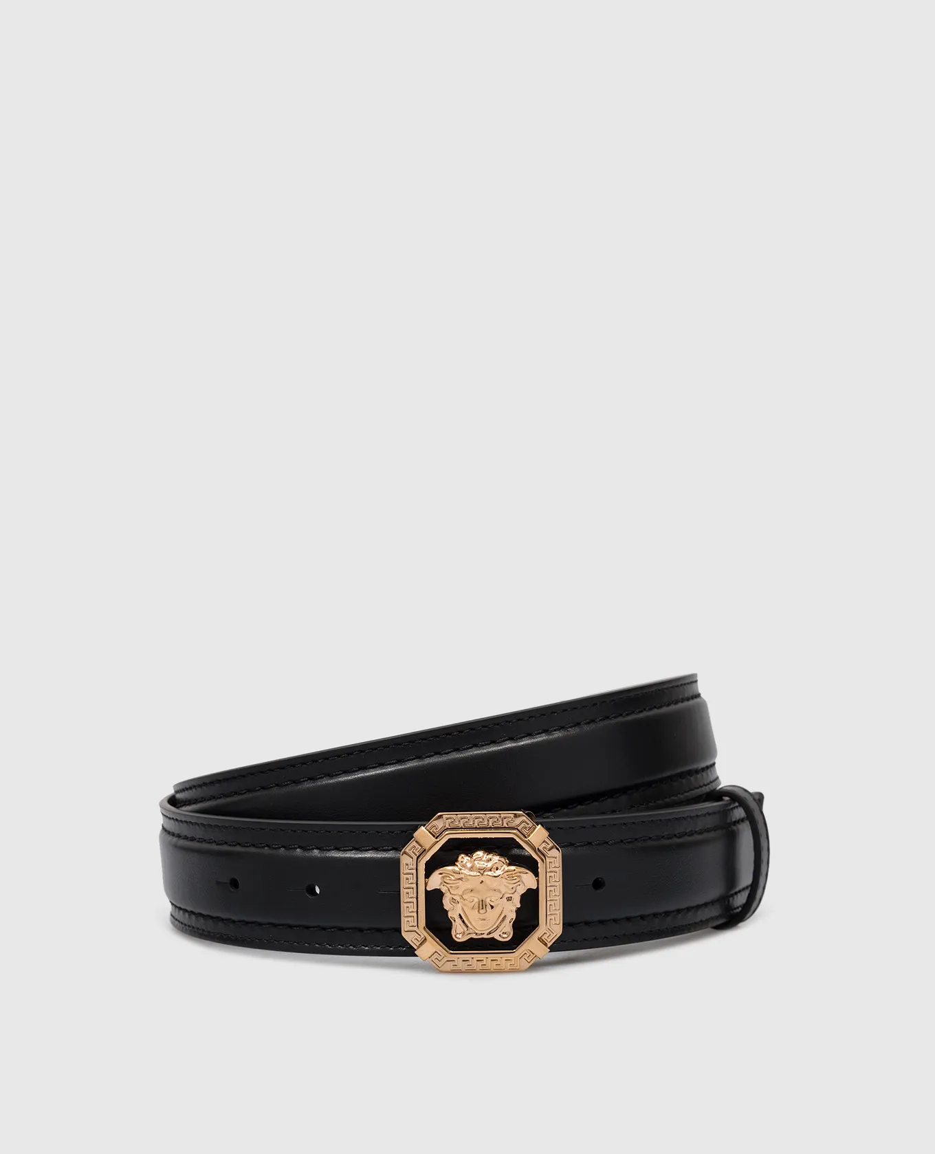 Versace Black leather strap with Medusa '95 logo