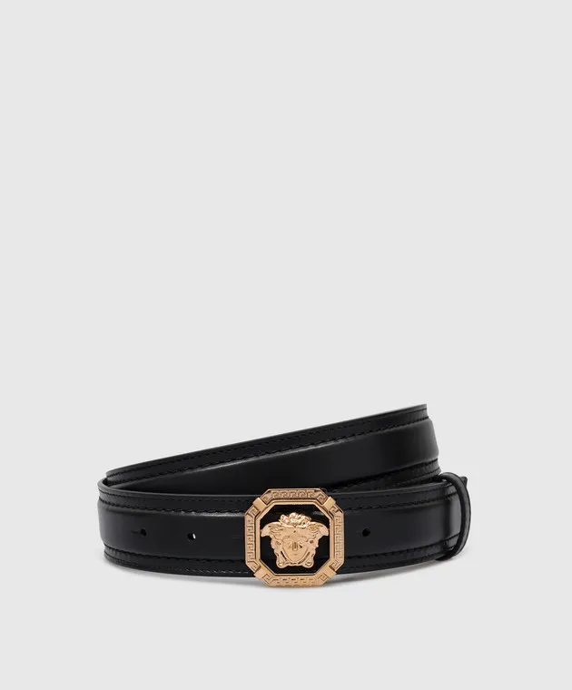 Versace Black leather strap with Medusa '95 logo