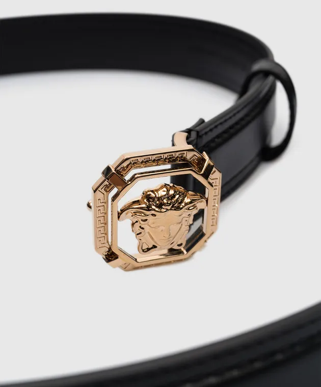Versace Black leather strap with Medusa '95 logo