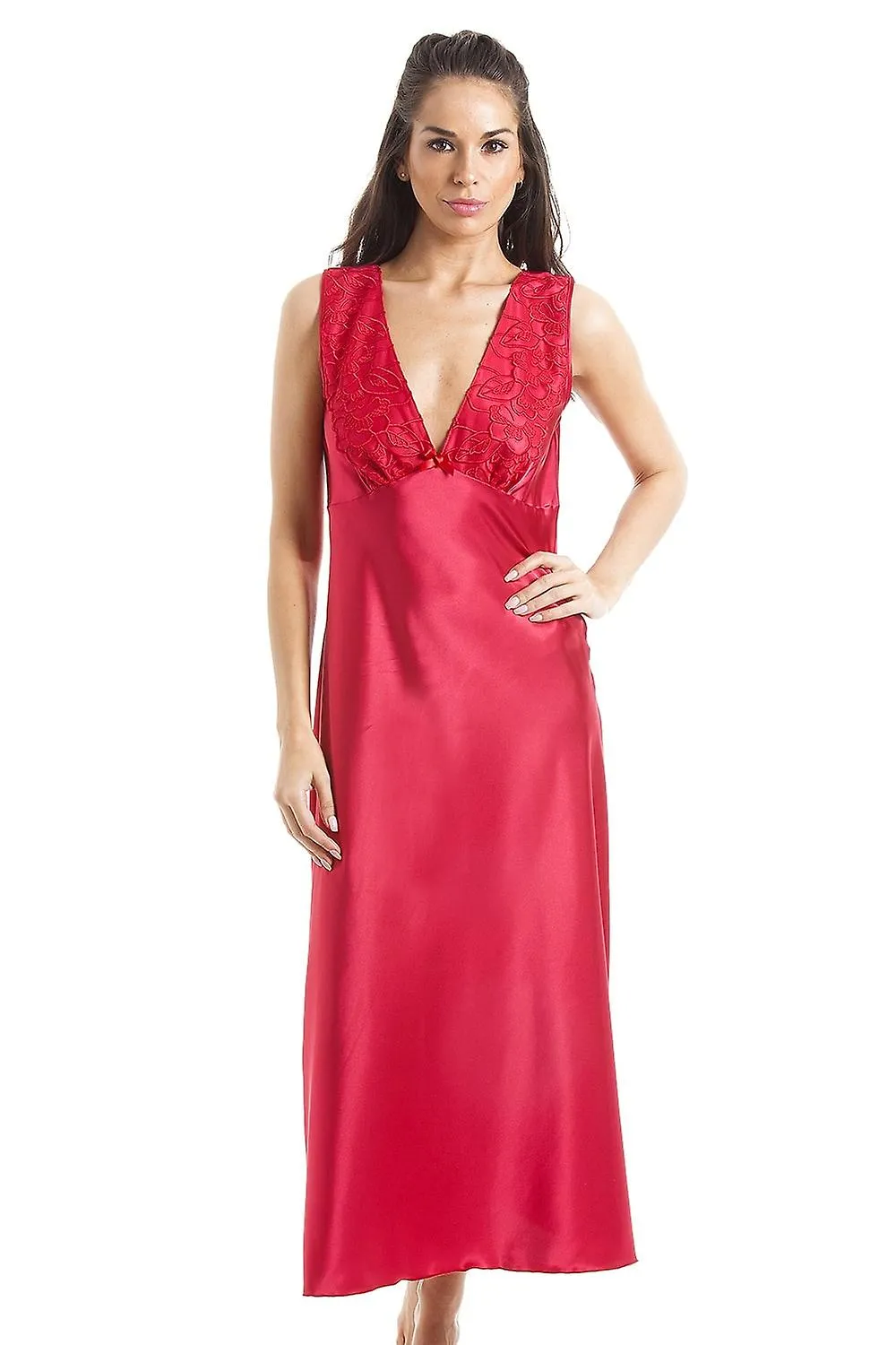 Women's Camille Luxury Red Lace Satin Chemise