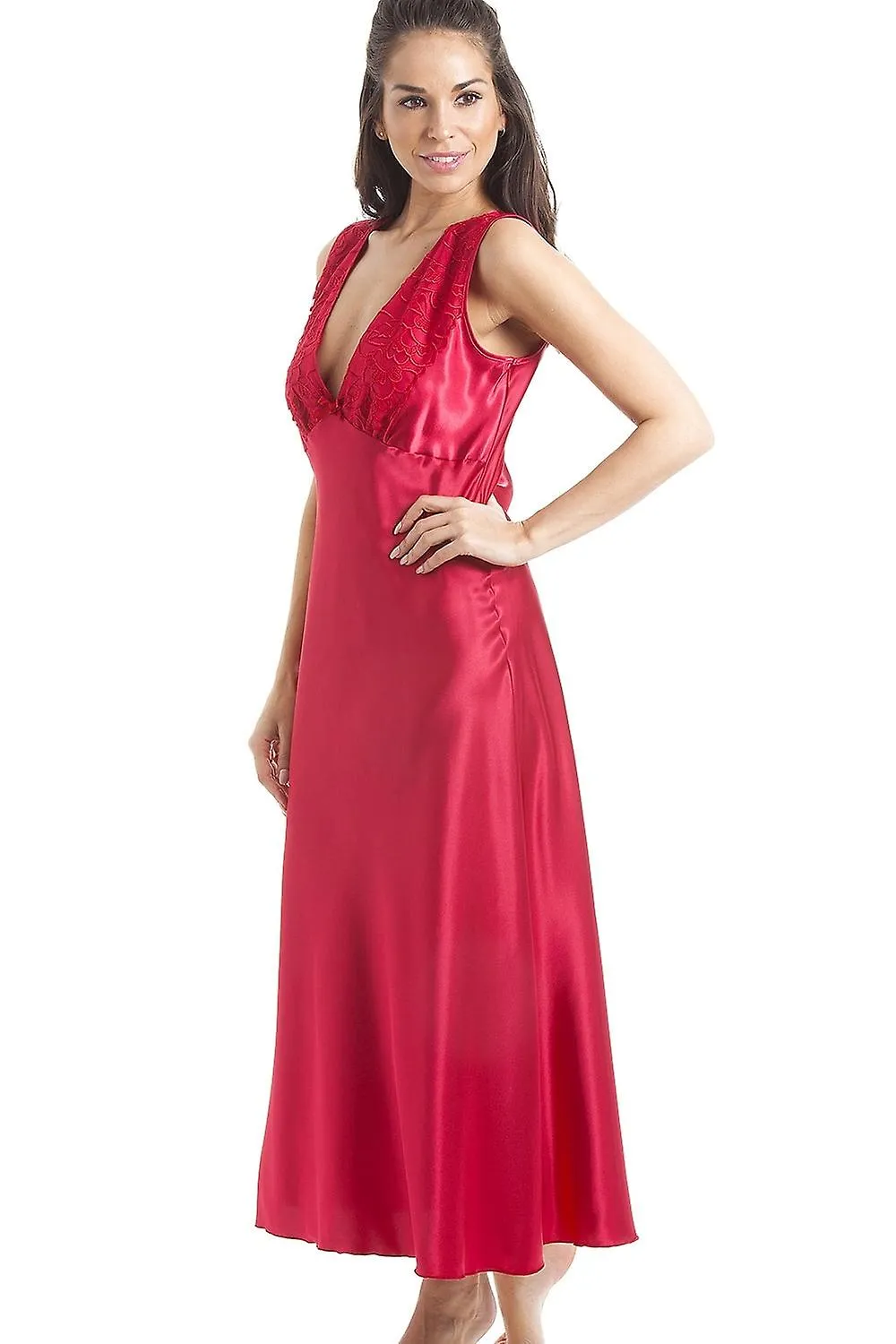 Women's Camille Luxury Red Lace Satin Chemise