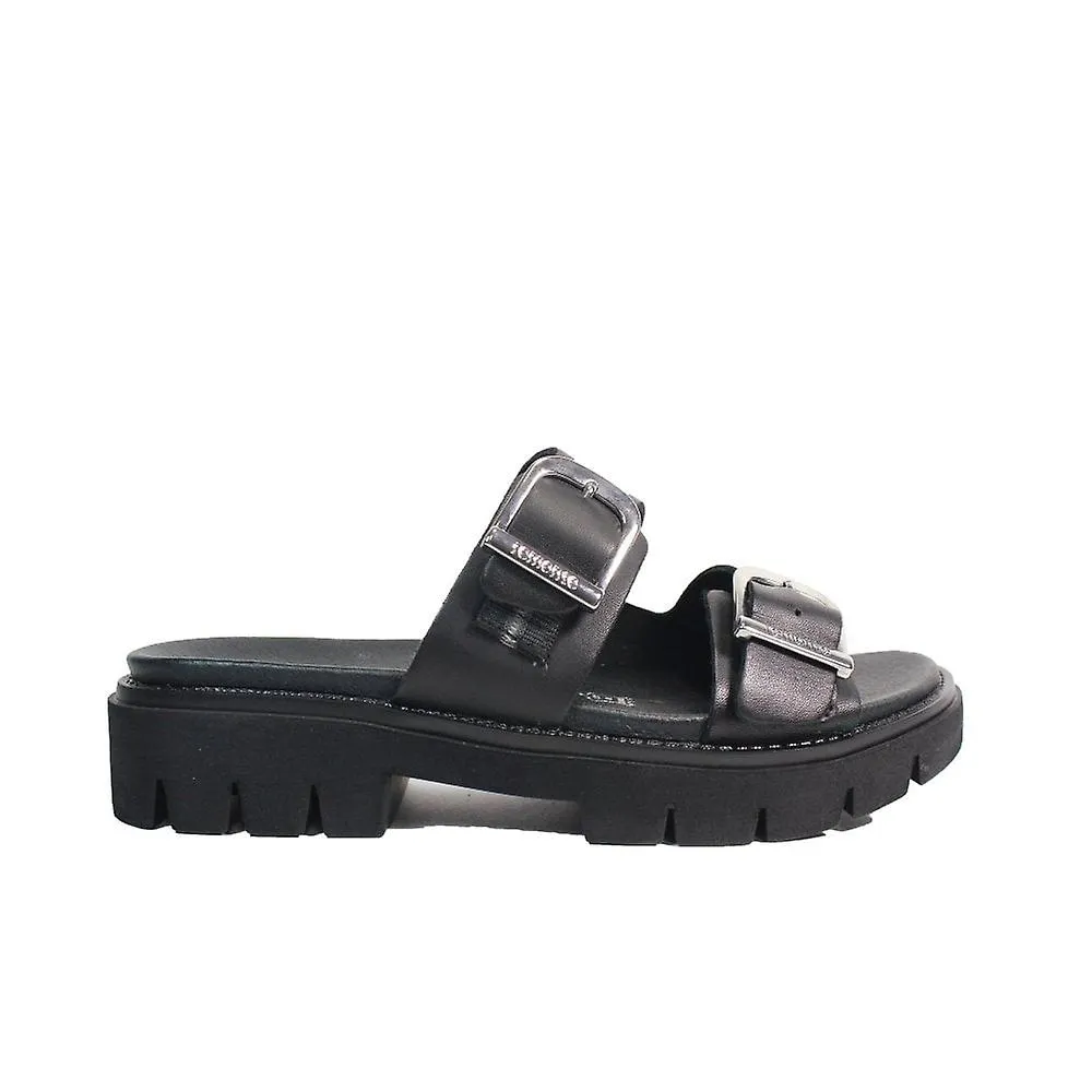 WOMEN'S REMONTE D795300 | BLACK LEATHER | WOMENS MULE SANDALS