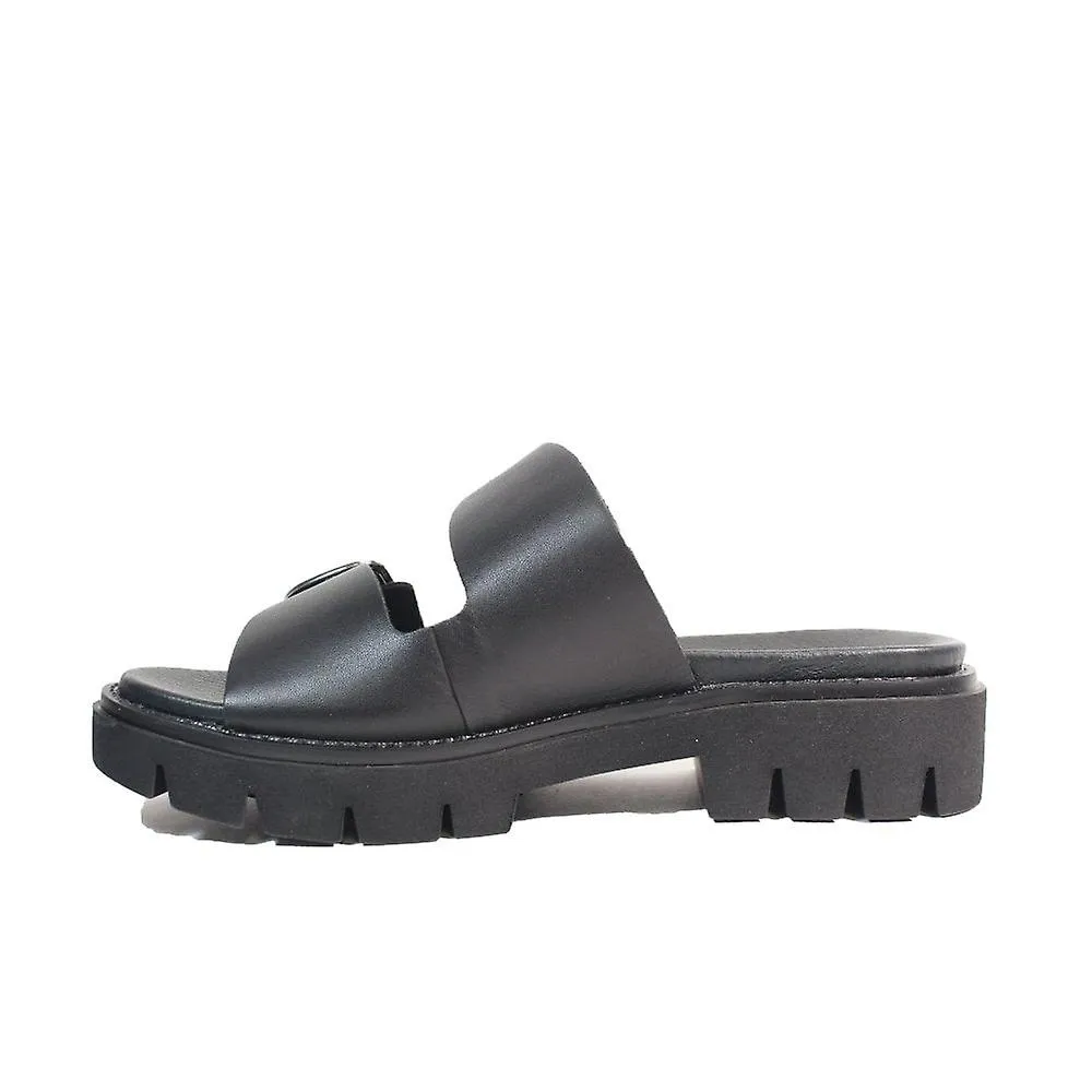 WOMEN'S REMONTE D795300 | BLACK LEATHER | WOMENS MULE SANDALS