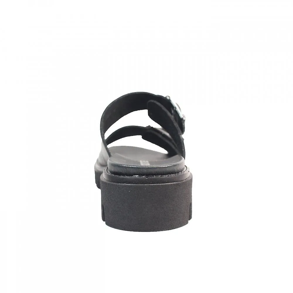WOMEN'S REMONTE D795300 | BLACK LEATHER | WOMENS MULE SANDALS