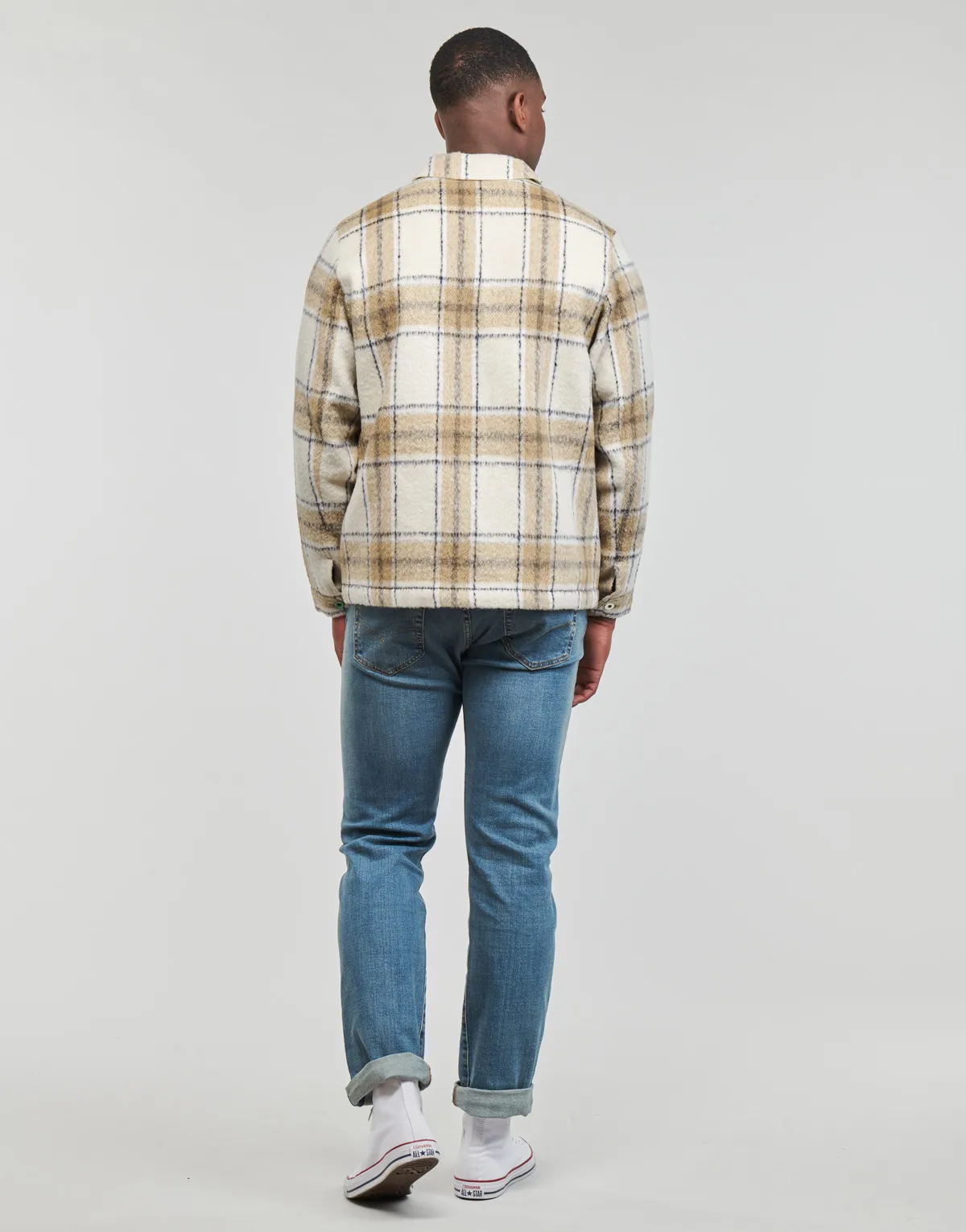 WOOLBLEND ZIPTHRU CHECK OVERSHIRT